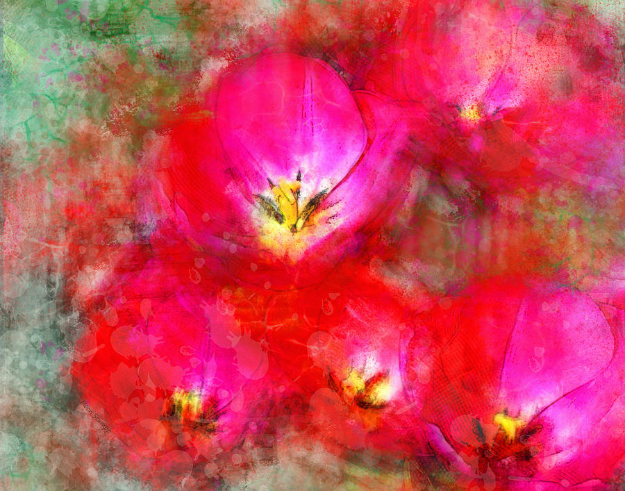 Tulip Digital Art - Pink Tulips by Moon Stumpp