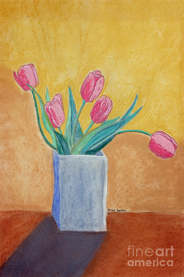 Pink Tulips Painting by Norma Appleton