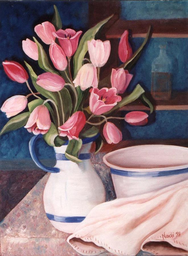 Tulip Painting - Pink Tulips by Renate Wesley