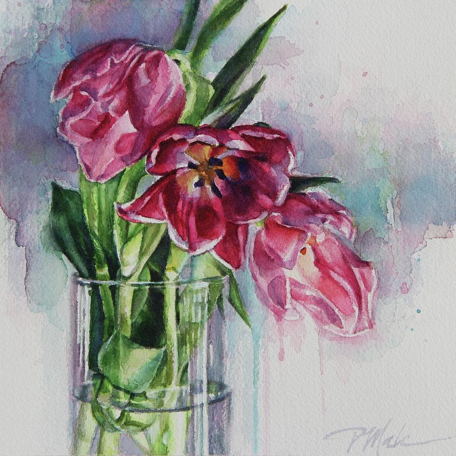 Pink Tulips Painting by Tracy Male