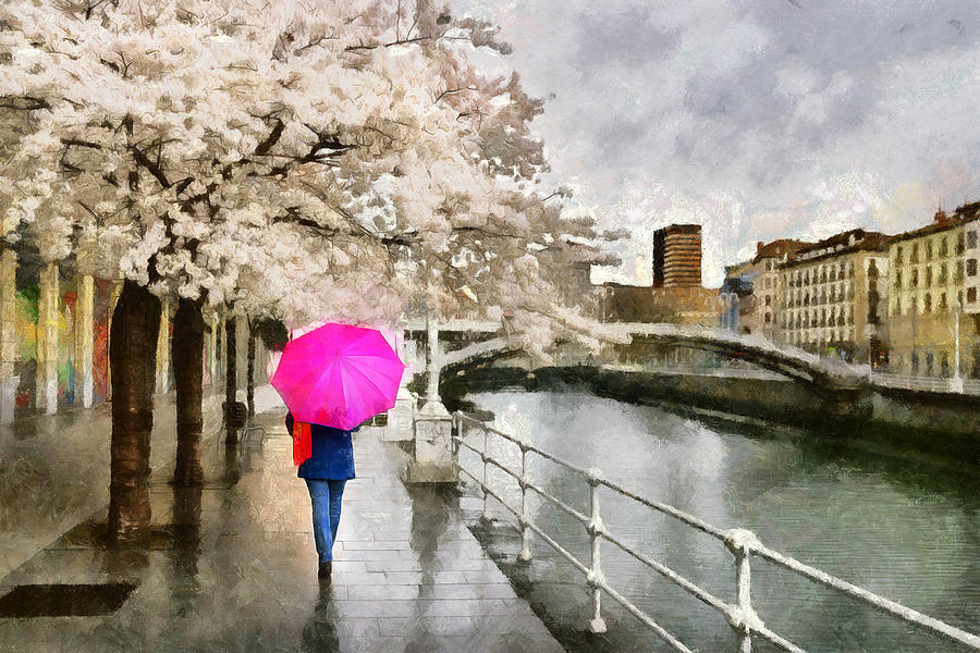 Pink Umbrella Digital Art by Ronald Bolokofsky