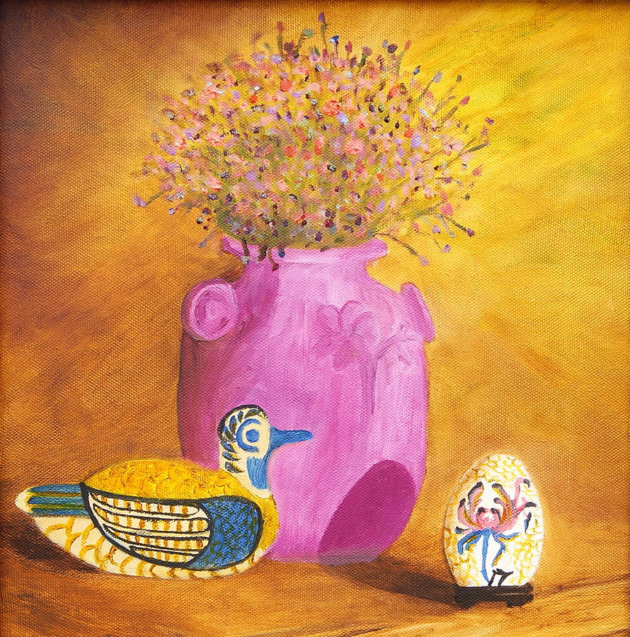 Still Life Painting - Pink Vase by Sylvia Riggs