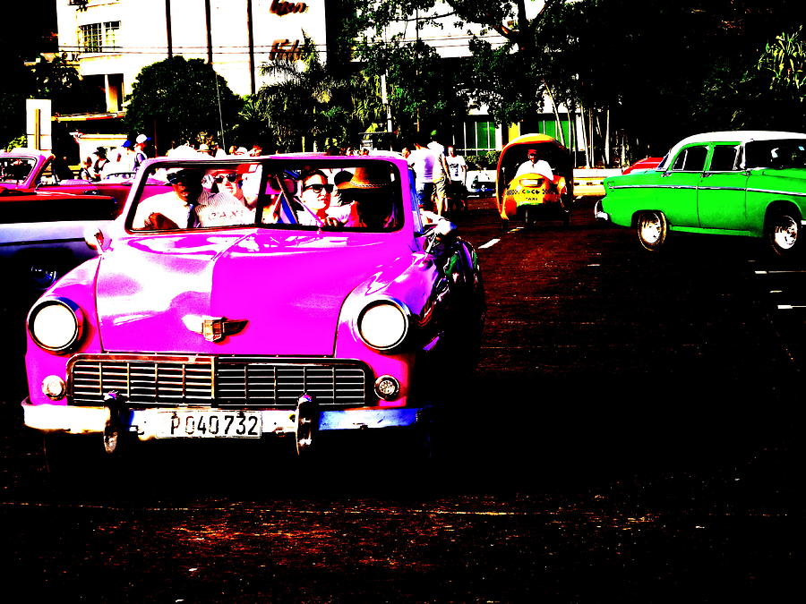 Pink Vintage American Car in Havana Cuba  Photograph by Funkpix Photo Hunter