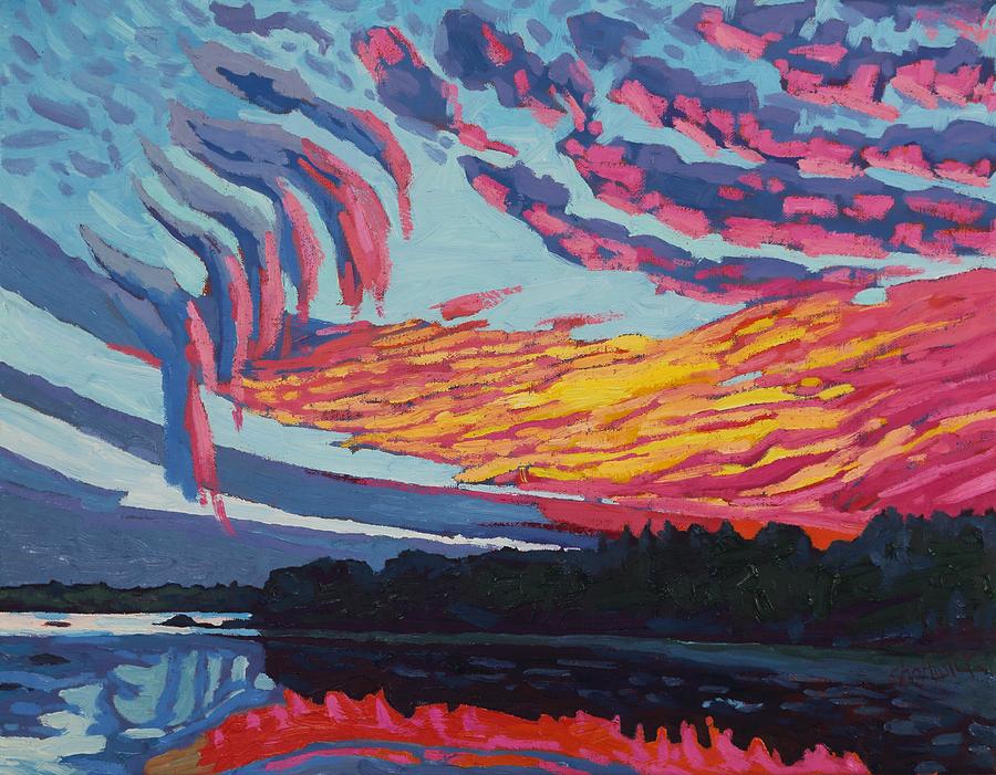Pink Virga Sunset Painting by Phil Chadwick