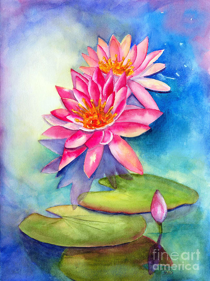 Pink Water Lilies Painting by Art by Carol May