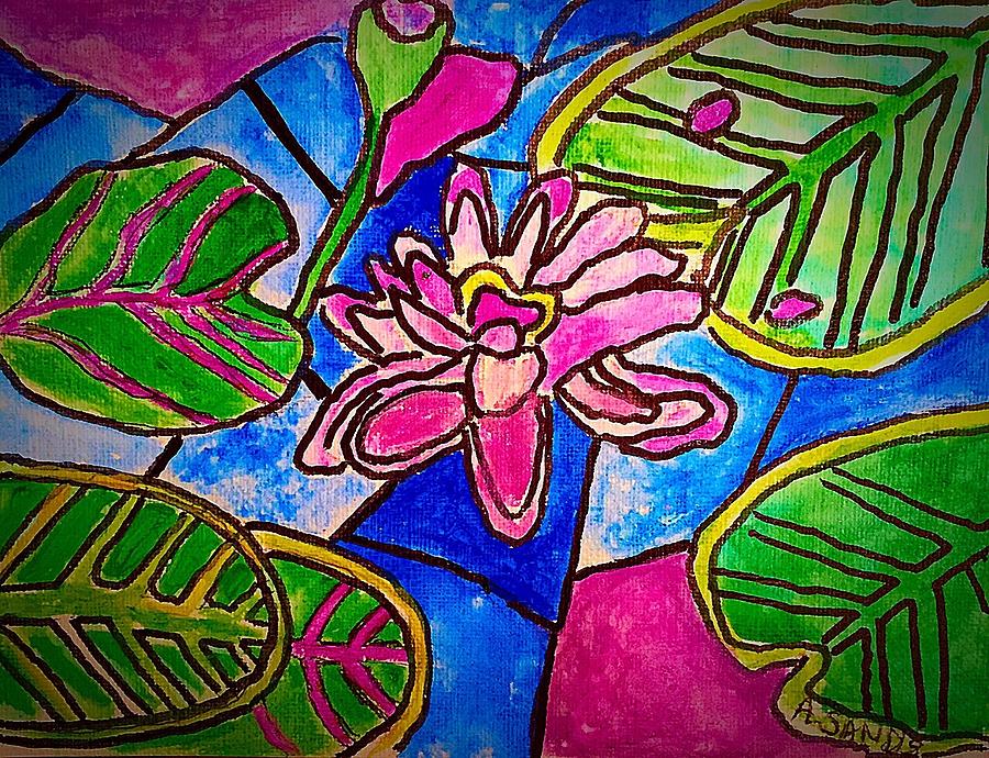 Pink Water Lily  Painting by Anne Sands
