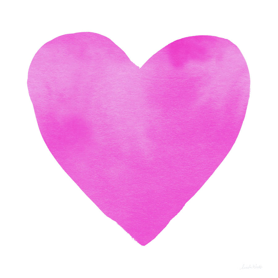 Pink Watercolor Heart- Art by Linda Woods Mixed Media by Linda Woods