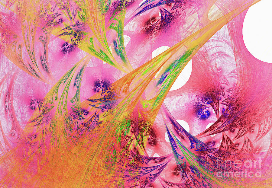 Abstract Digital Art - Pink Web by Deborah Benoit