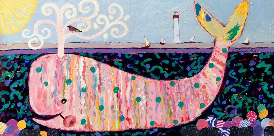Pink Whale  Painting by Deborah Burow