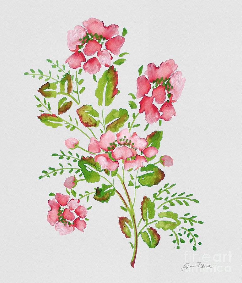 Pink Wild rose-JP3791 Painting by Jean Plout