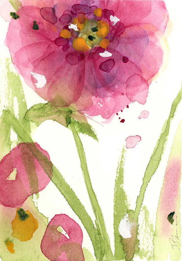 Pink Wildflower Painting by Dawn Derman