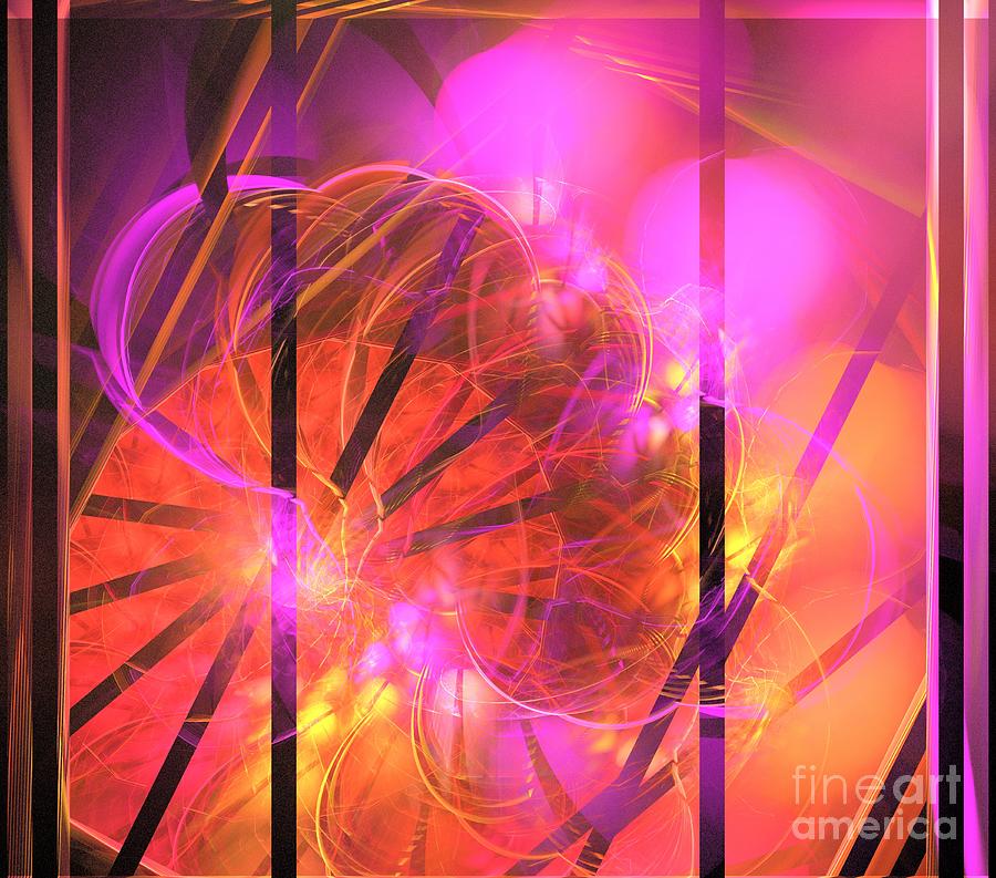 Abstract Digital Art - Pink Window Spiral by Kim Sy Ok