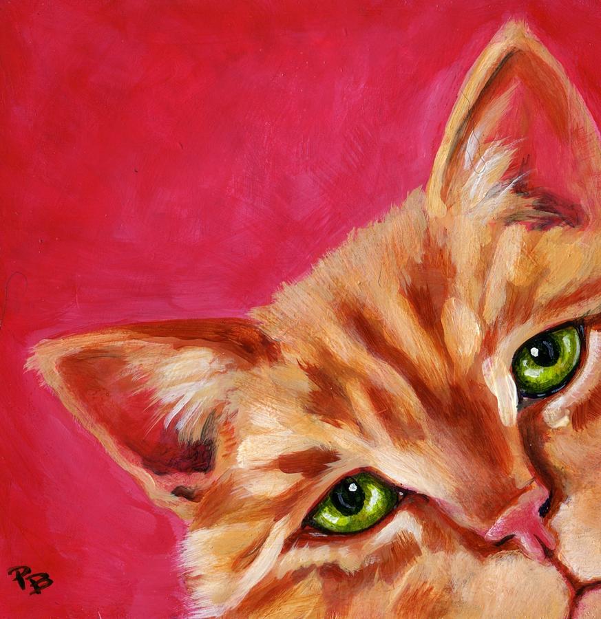 Cat Painting - Pink with Attitude by Pat Burns