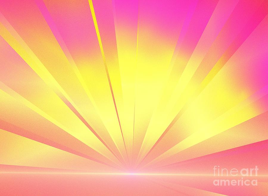 Abstract Digital Art - Pink Yellow Light by Kim Sy Ok