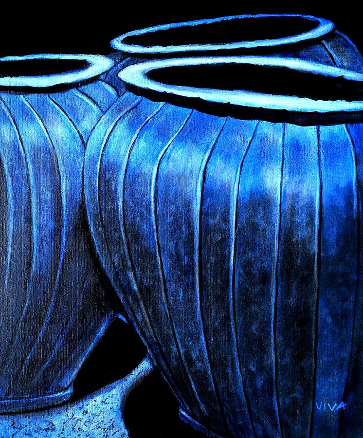 Pinstripe Pots Painting by VIVA Anderson