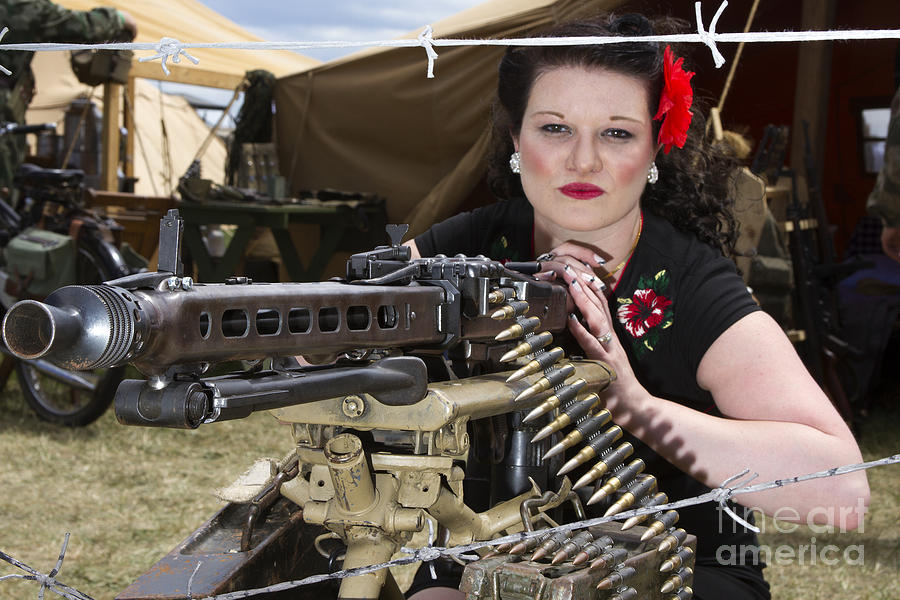 PinUp behind Machine Gun Photograph by Karen Foley
