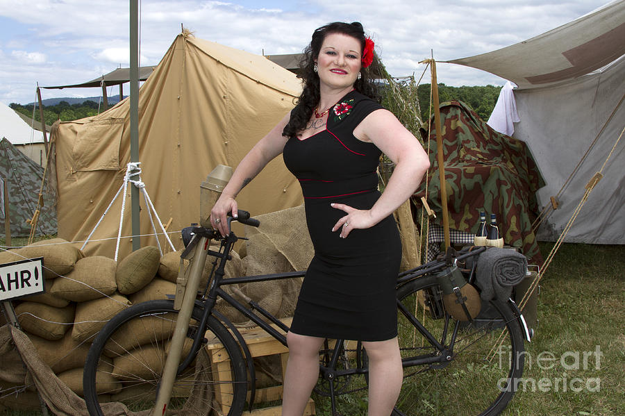 PinUp leaning on Bicycle Photograph by Karen Foley