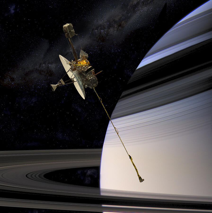 Pioneer 11 Passing Saturn Digital Art by Erik Simonsen
