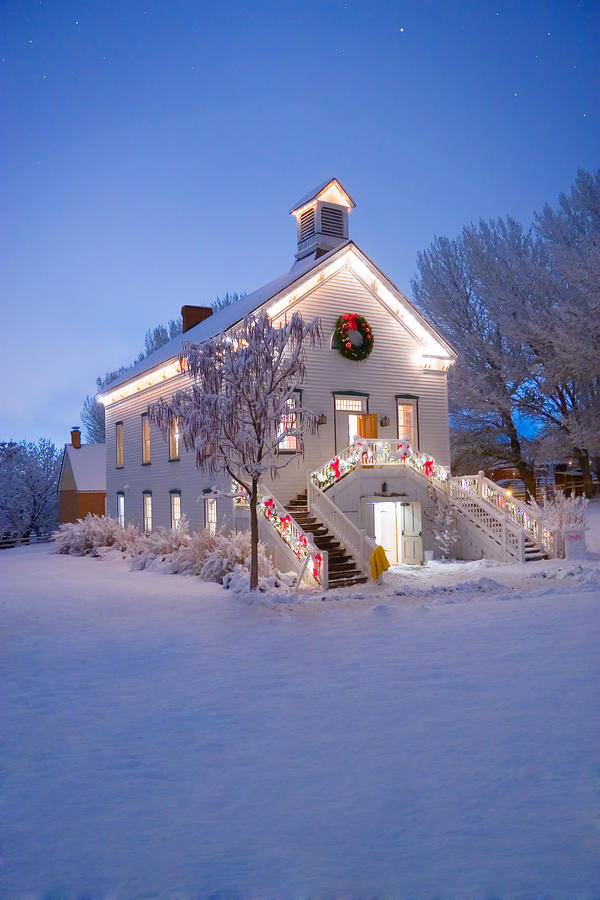 Pioneer Church At Christmas Time Photograph by Utah Images