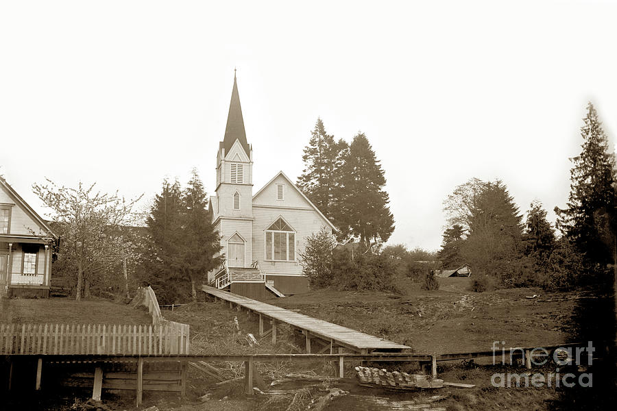 Pioneer Church Photograph - Pioneer Church is a historic church on Alley Street in Cathlamet Wash. Circa 1895 by Monterey County Historical Society