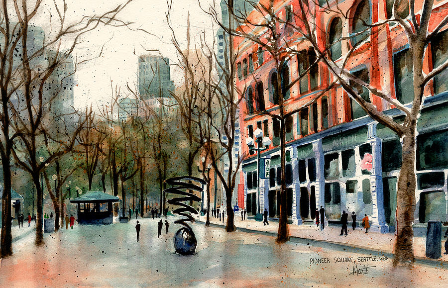 Pioneer Square Painting by Marti Green