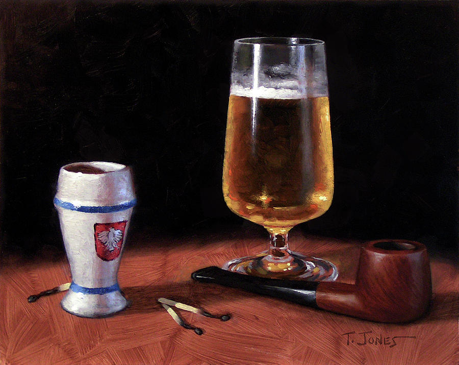 Beer Painting - Pipe and Beer by Timothy Jones