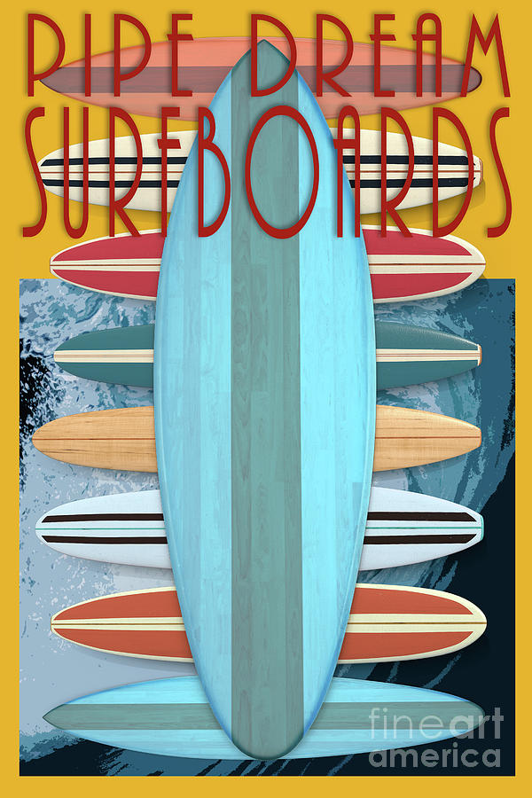Summer Digital Art - Pipe Dream Surfboards 4 by Edward Fielding