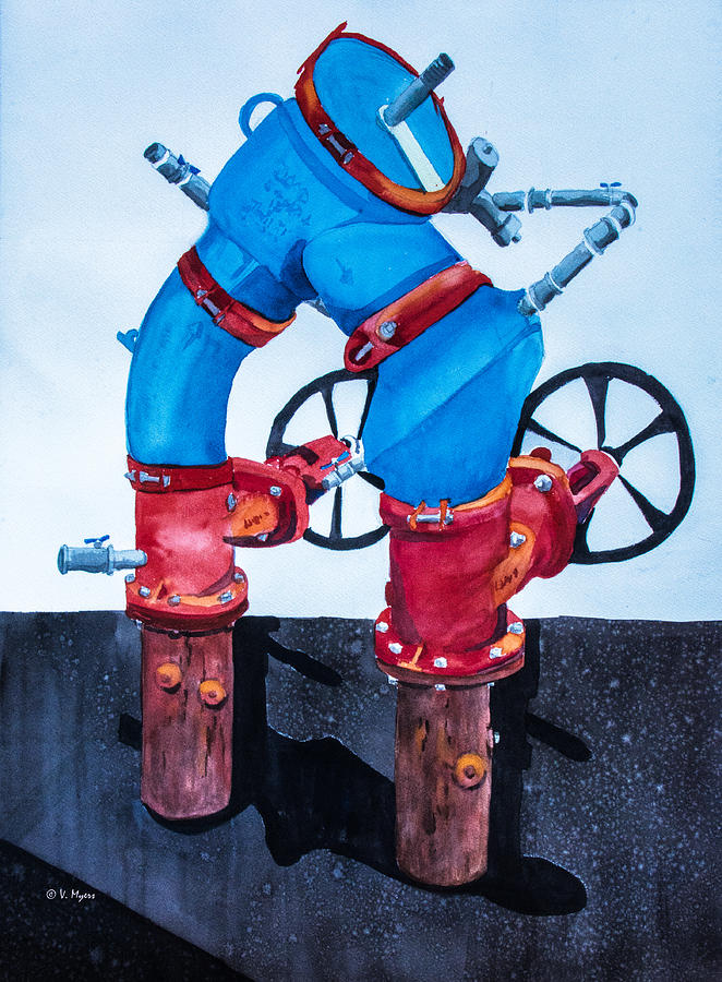 Walgreens Pipes Painting by Vickie Myers
