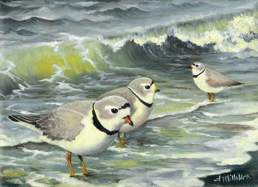 Piping Plovers Painting - Piping Plovers At The Shore by Tara Milliken Piping Plovers Painting - Piping Plovers At The Shore by Tara Milliken