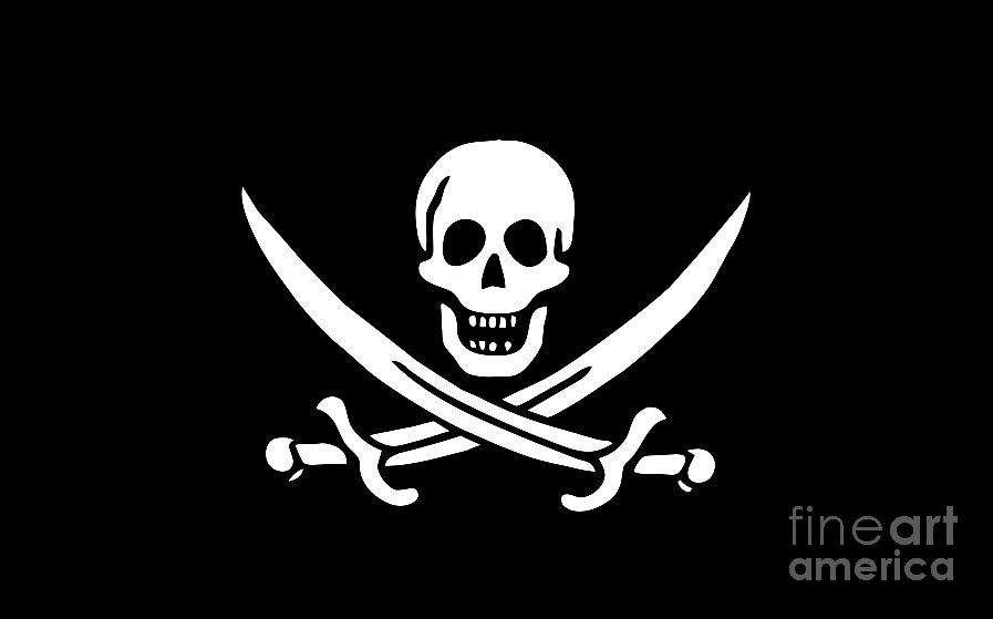 Flag Digital Art - Pirate Flag Jolly Roger of Calico Jack Rackham tee by Edward Fielding