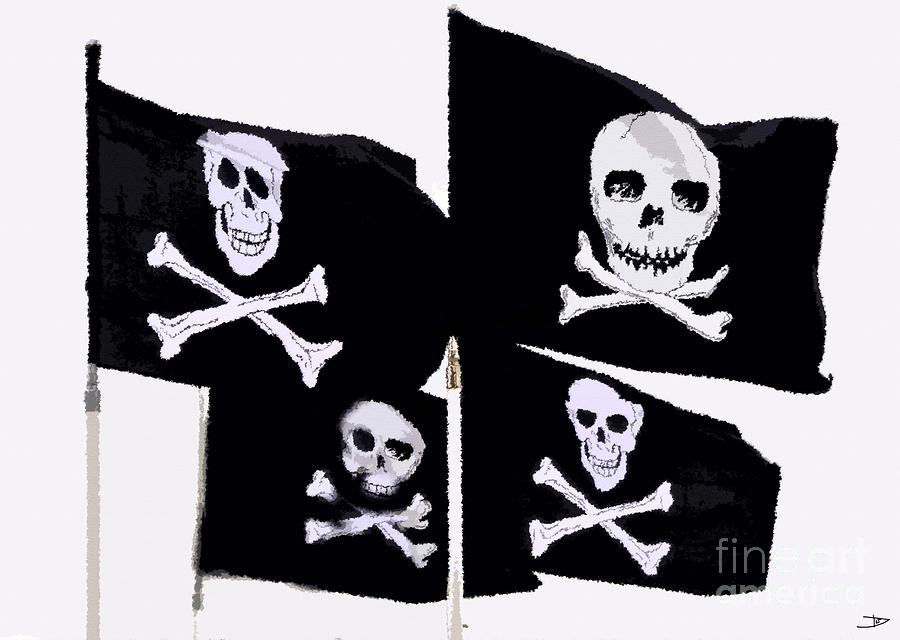 Pirate Flags Painting by David Lee Thompson