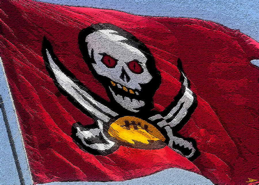 Pirate Football Painting by David Lee Thompson