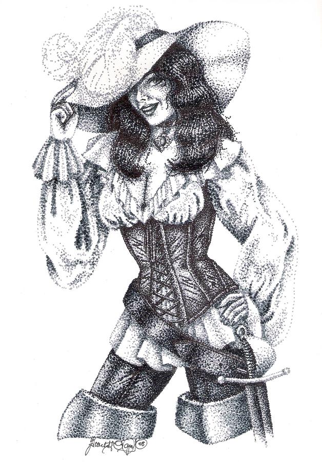 Woman Drawing - Pirate Girl by Scarlett Royal.