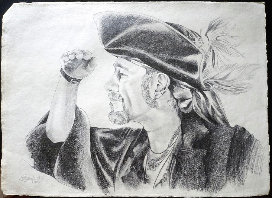 Pirate Mikey Portrait Drawing Drawing by Shelley Overton
