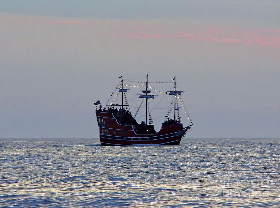 Pirate Ship At Sunset Photograph by D Hackett