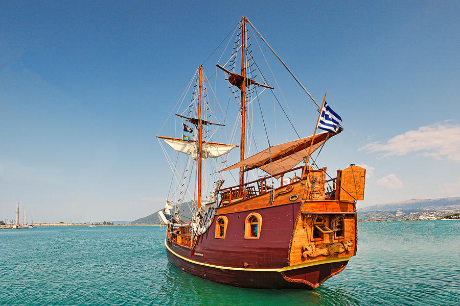 Greek Photograph - Pirate ship cruise in Lefkada - Greece by Constantinos Iliopoulos
