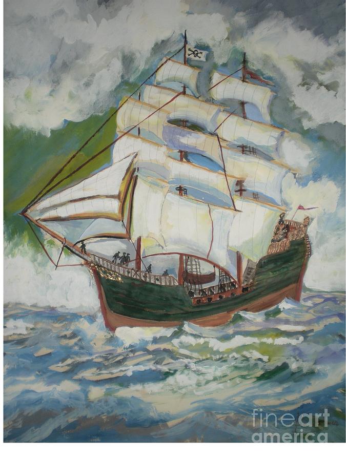 Seascape Painting - Pirate Ship by Hal Newhouser
