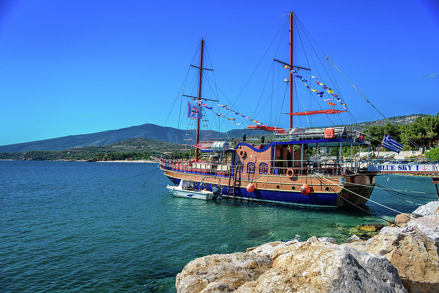 Pirate ship in the bay at Thassos, Greece Photograph by Todor Nikolov ...