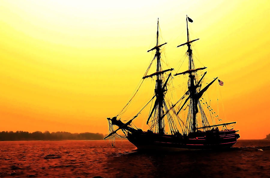 Pirate Ship Sunset Photograph