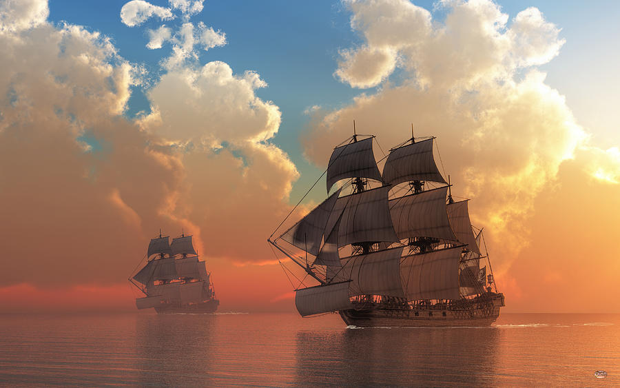 Pirate Sunset Digital Art by Daniel Eskridge