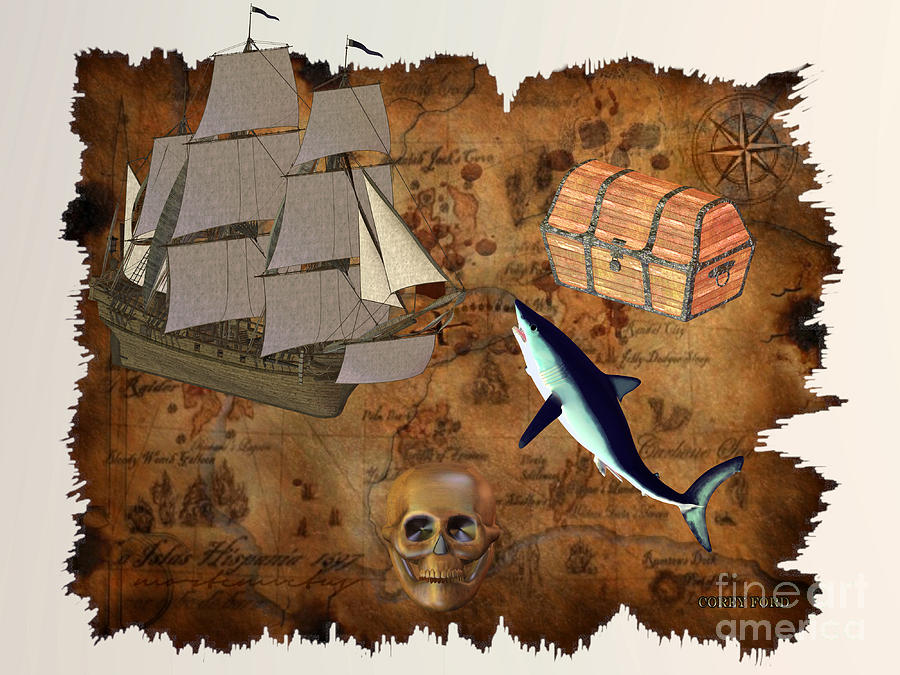 Pirate Treasure Painting by Corey Ford