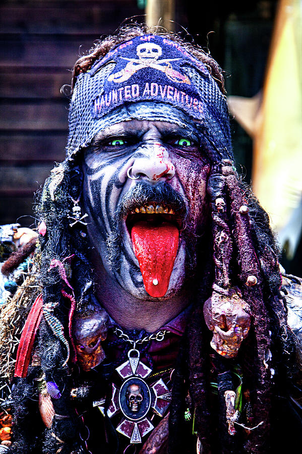 Skull Photograph - Pirate with red tongue by Garry Gay