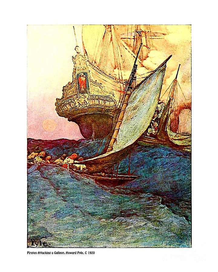 Pirates Attacking a Galleon, Howard Pyle Painting by Art MacKay