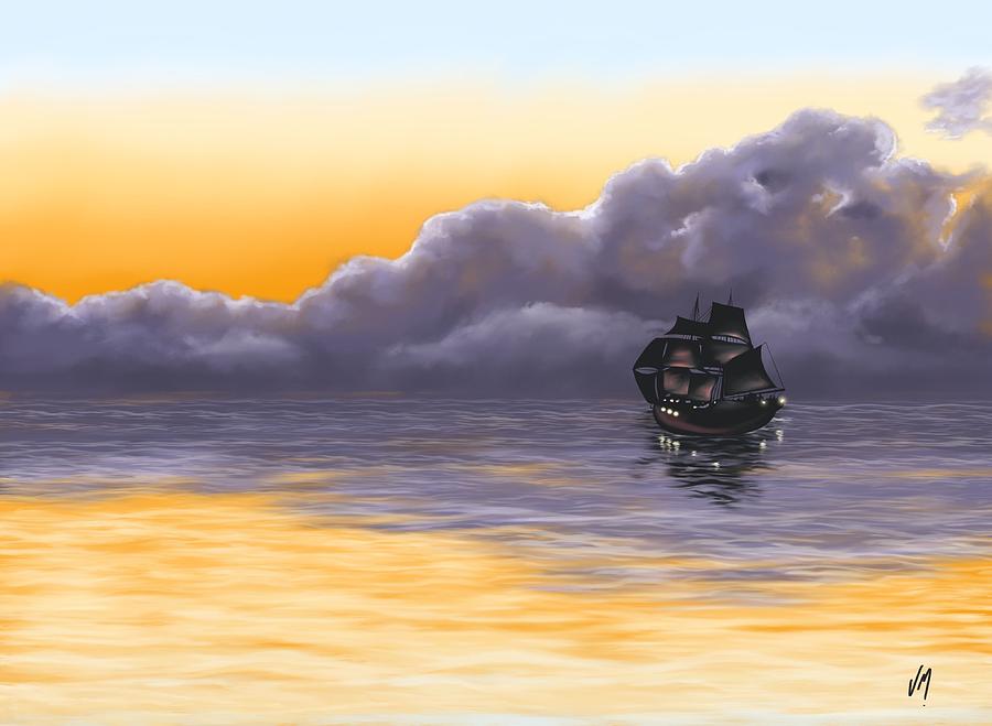 Sunset Painting - Pirates  by Veronica Minozzi