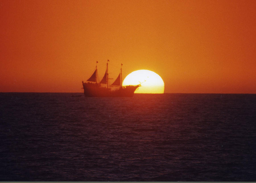 Pirateship Sunset Photograph by Brent Easley