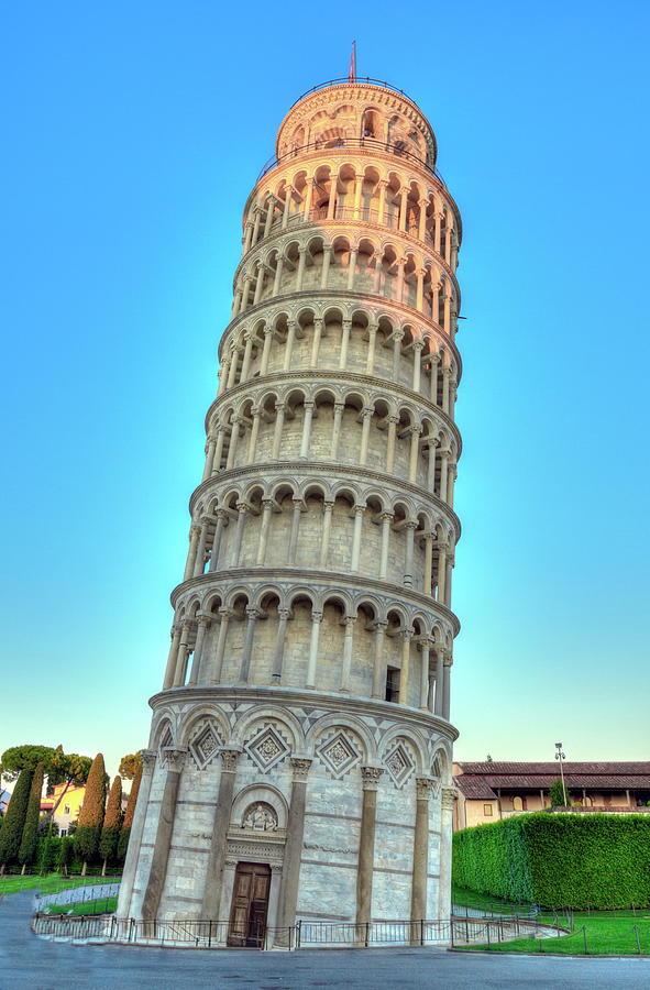 Pisa Tower At Piazza Del Duomo O Dei Miracoli Or Cathedral Square Of Miracles, Italy, Hdr Photograph