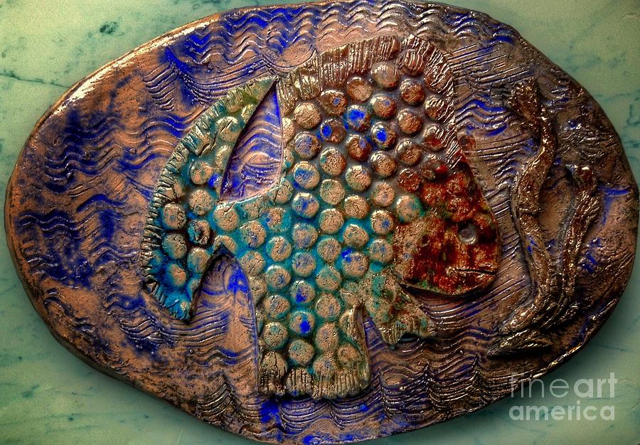 Pisces 2 Ceramic Art by Joan-Violet Stretch