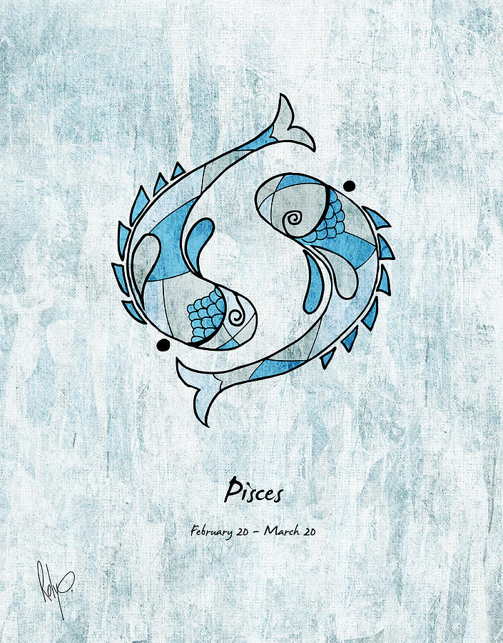 Pisces Artwork Drawing by Roly O