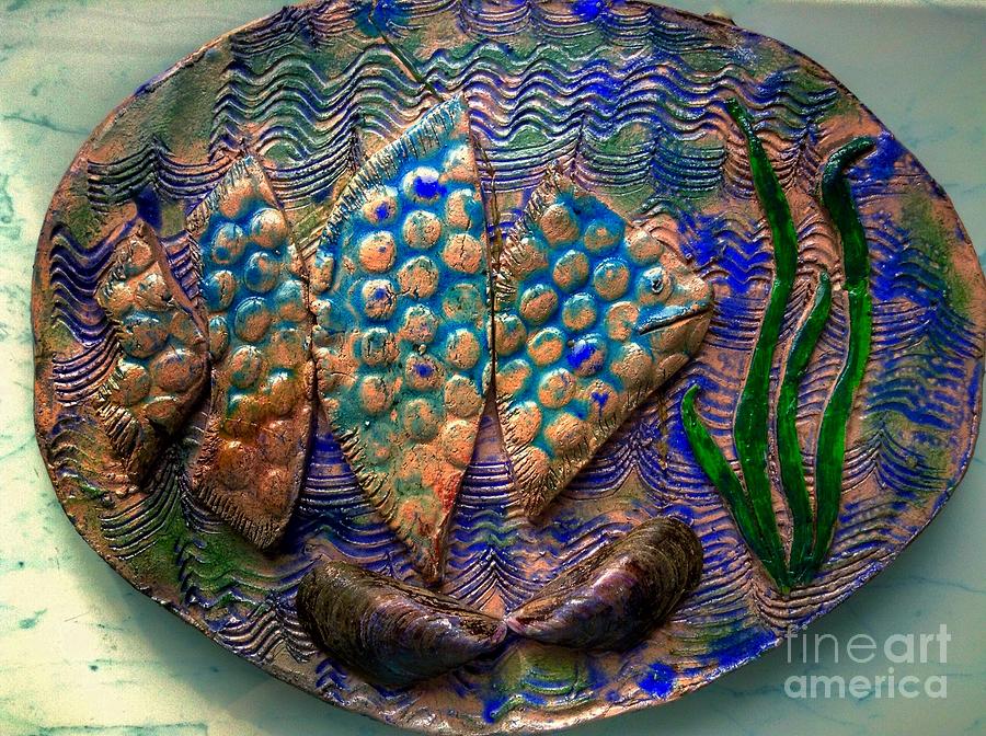 Pisces Ceramic Art by Joan-Violet Stretch