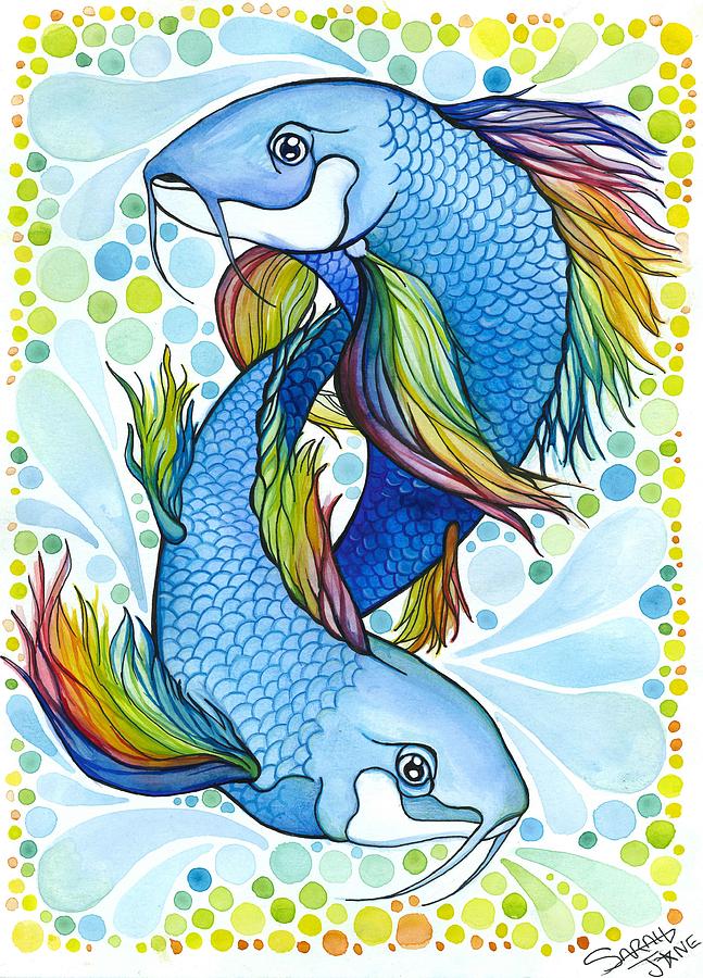 Pisces Painting by Sarah Jane - Fine Art America